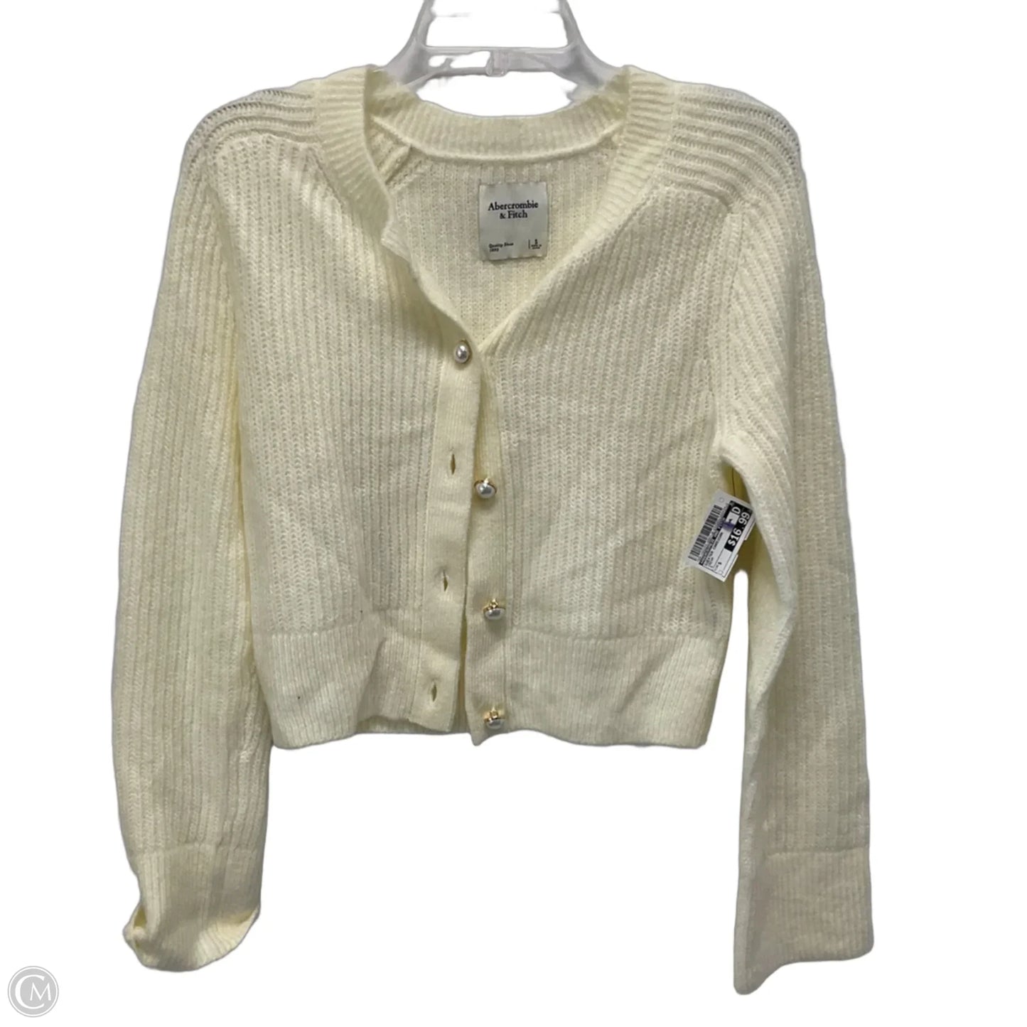 Sweater Cardigan By Abercrombie And Fitch In Cream, Size: S