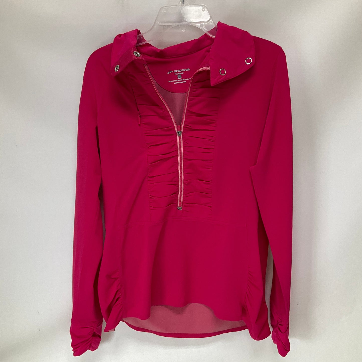 Athletic Top Long Sleeve Collar By Brooks In Pink, Size: L