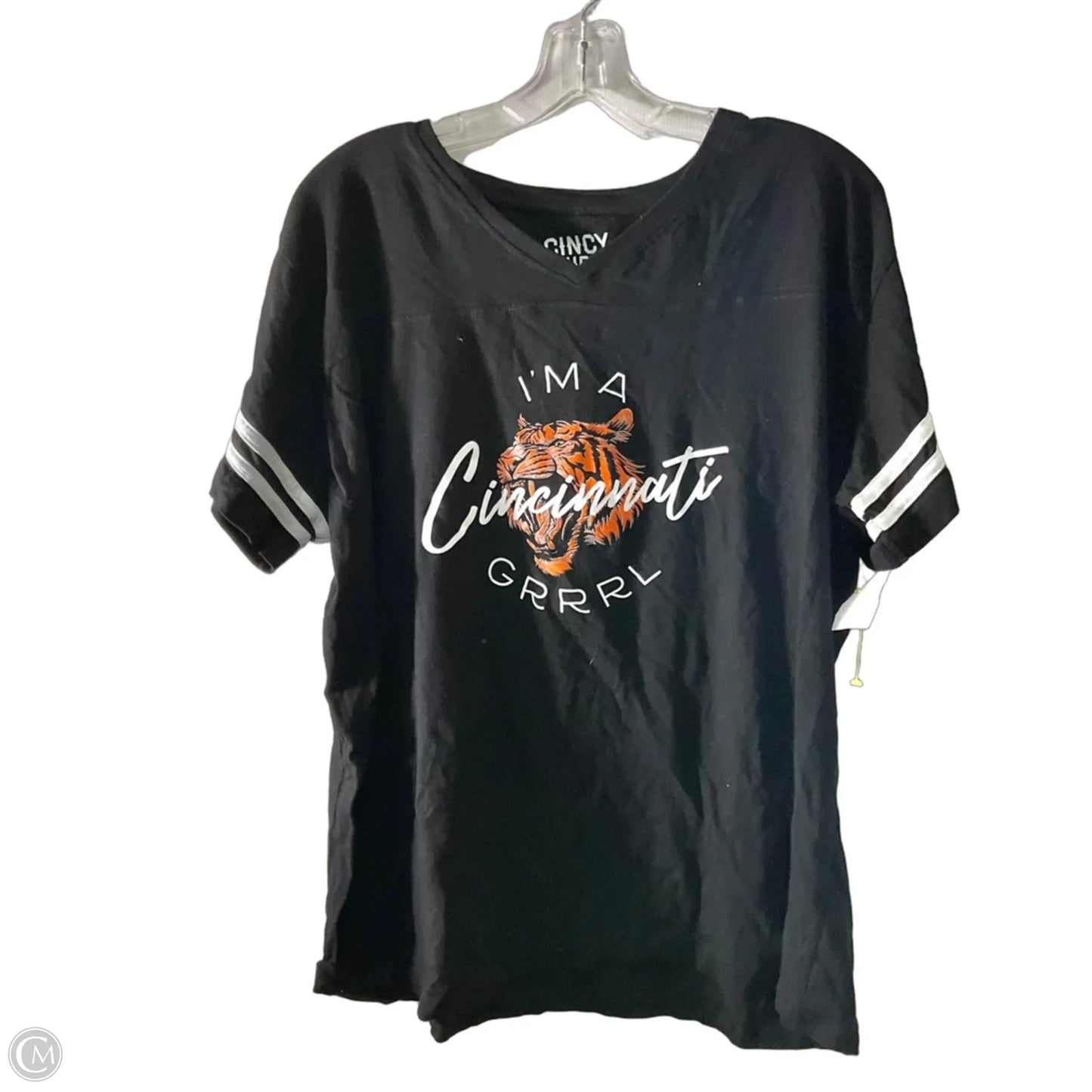Athletic Top Short Sleeve By Clothes Mentor In Black & Orange, Size: 2x