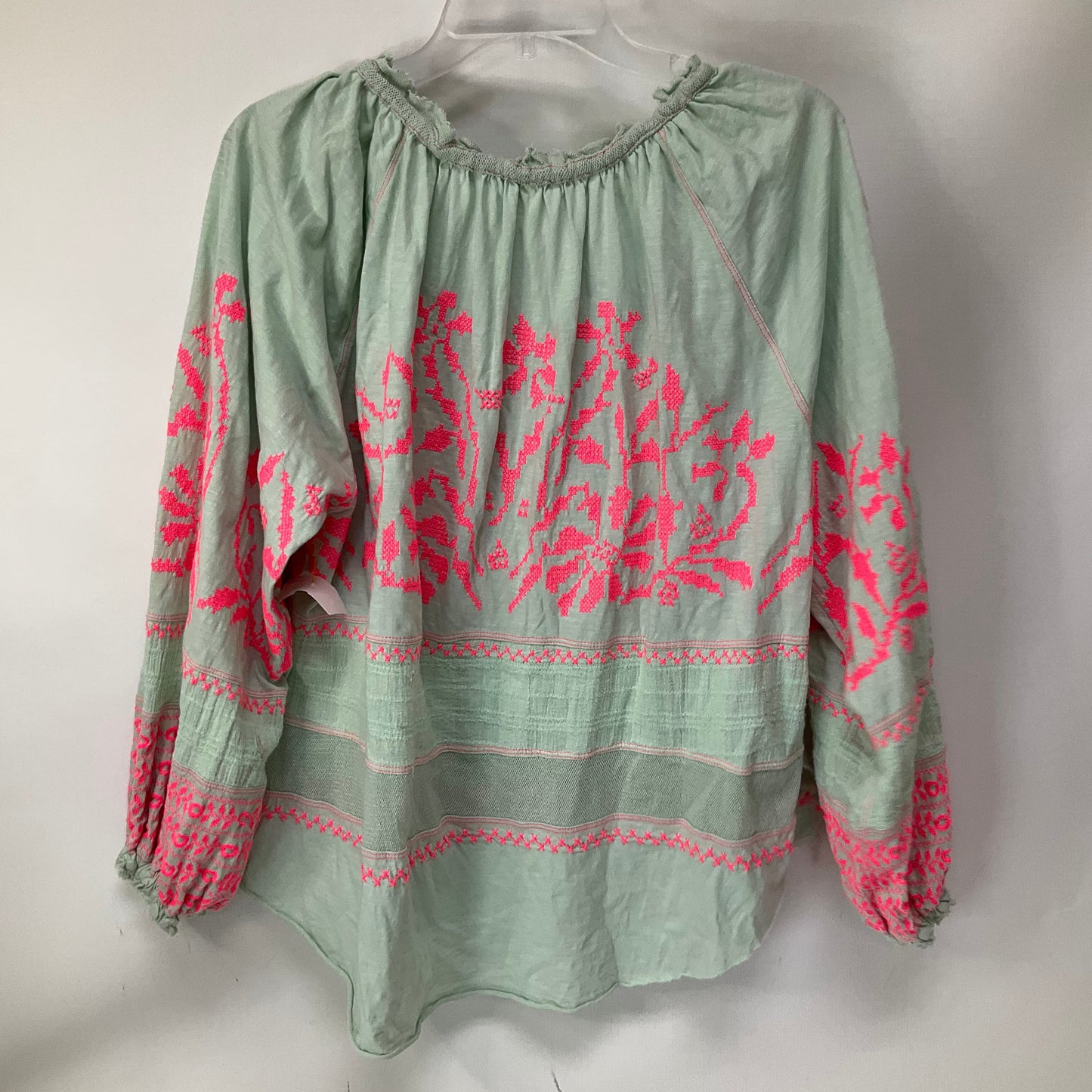 Top Long Sleeve By Free People In Blue & Pink, Size: S