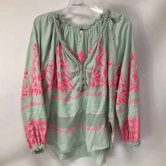 Top Long Sleeve By Free People In Blue & Pink, Size: S