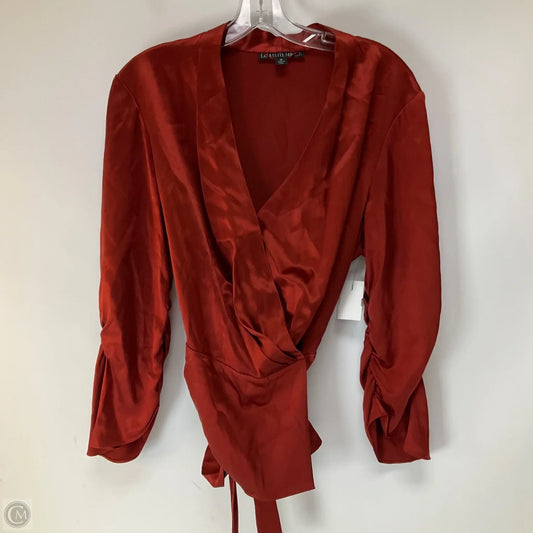 Top Long Sleeve Designer By Lafayette 148 In Red, Size: L