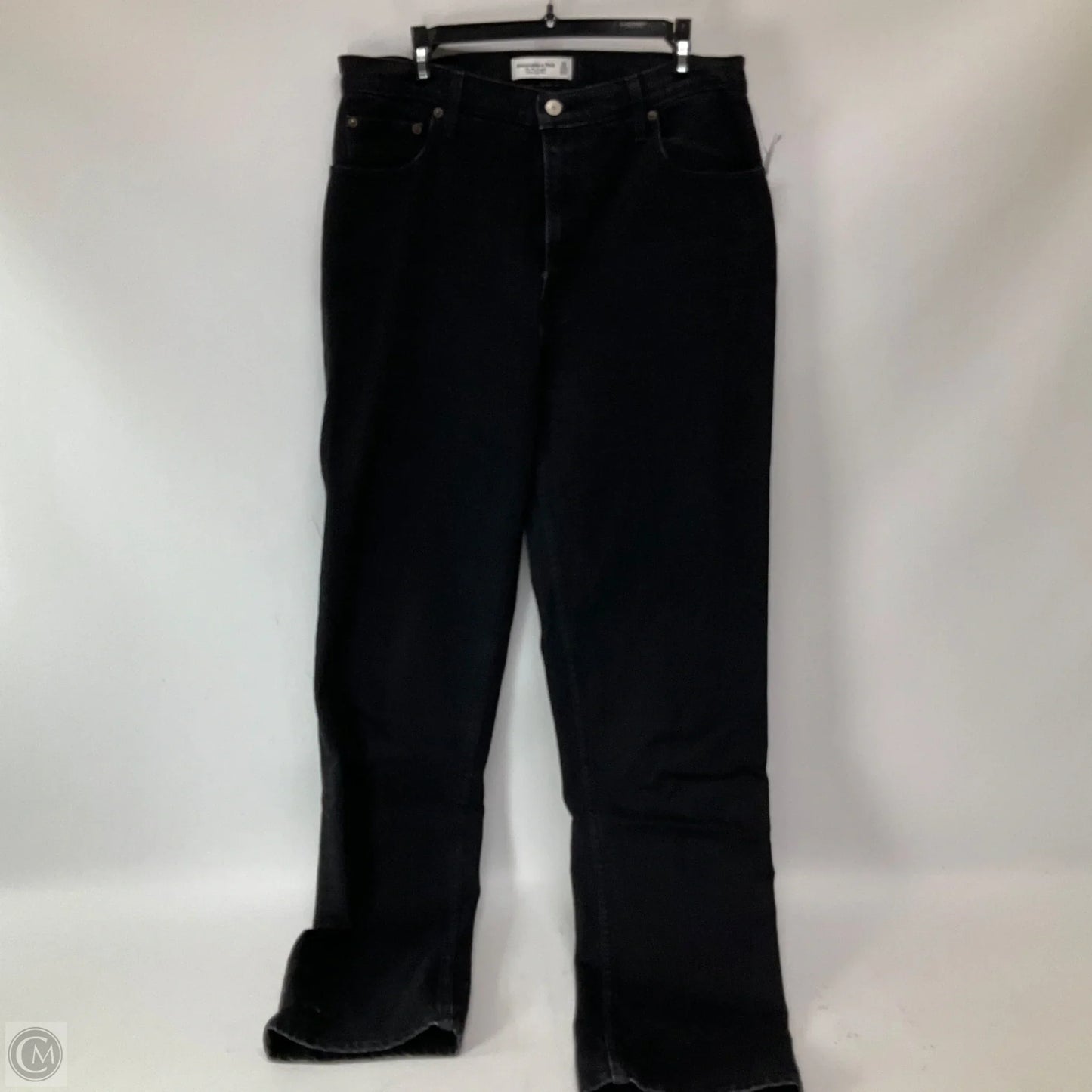 Jeans Straight By Abercrombie And Fitch In Black Denim, Size: 12l