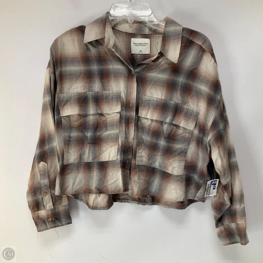 Top Long Sleeve By Abercrombie And Fitch In Grey & Tan, Size: Xs