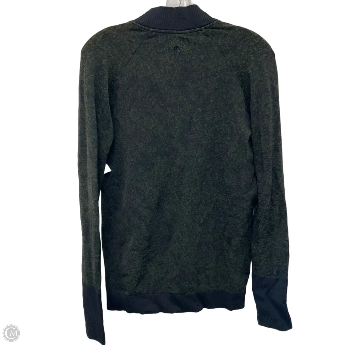 Athletic Top Long Sleeve Collar By Lululemon In Black & Green, Size: 6