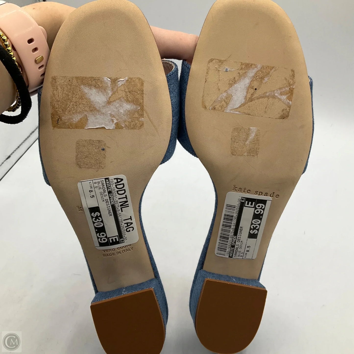 Sandals Designer By Kate Spade In Blue Denim, Size: 8.5