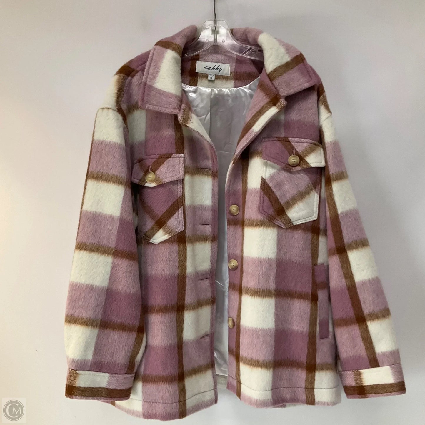 Jacket Shirt By Sebby In Pink, Size: Xl