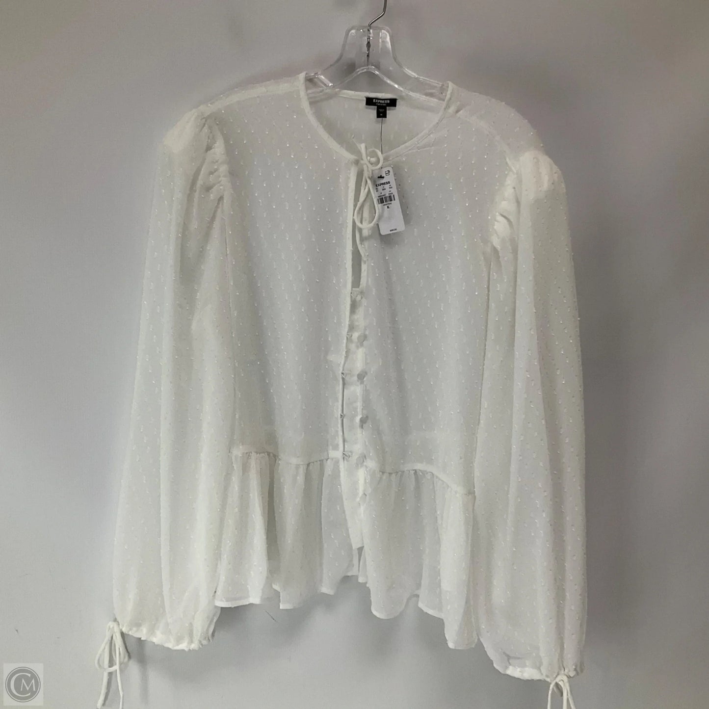 Top Long Sleeve By Express In White, Size: Xl