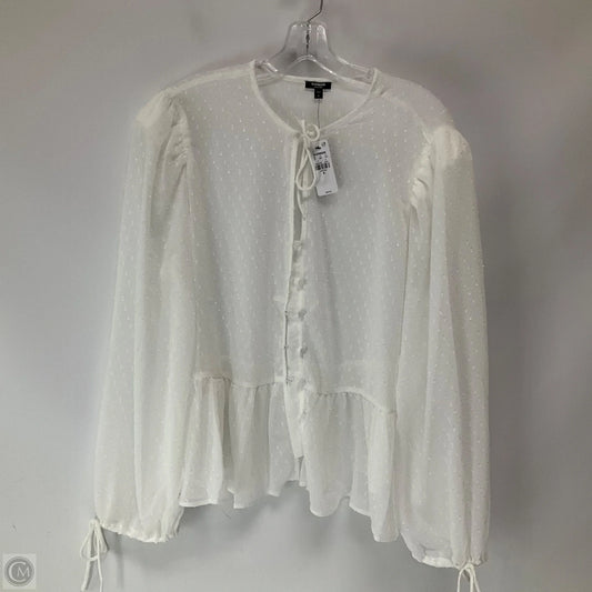Top Long Sleeve By Express In White, Size: Xl