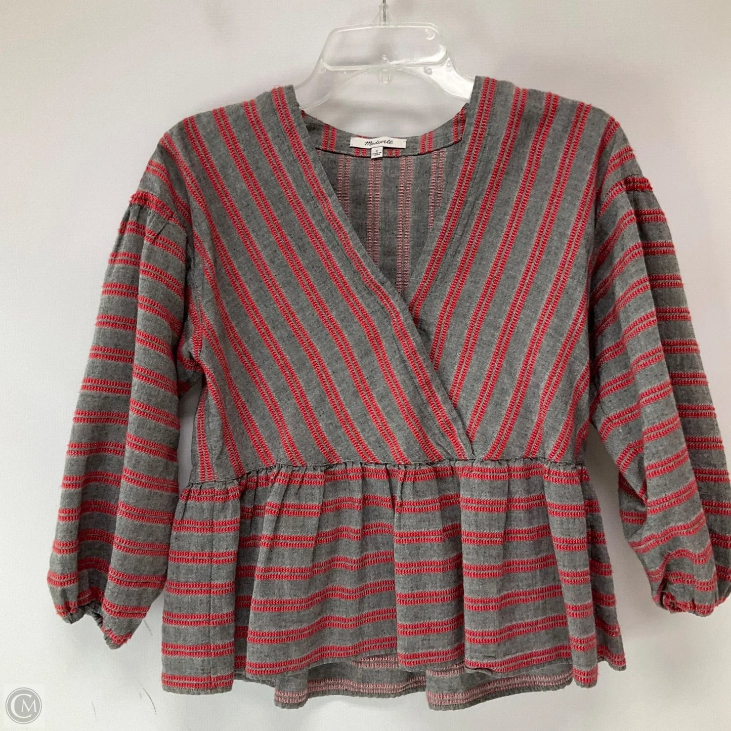 Top Long Sleeve By Madewell In Striped Pattern, Size: S