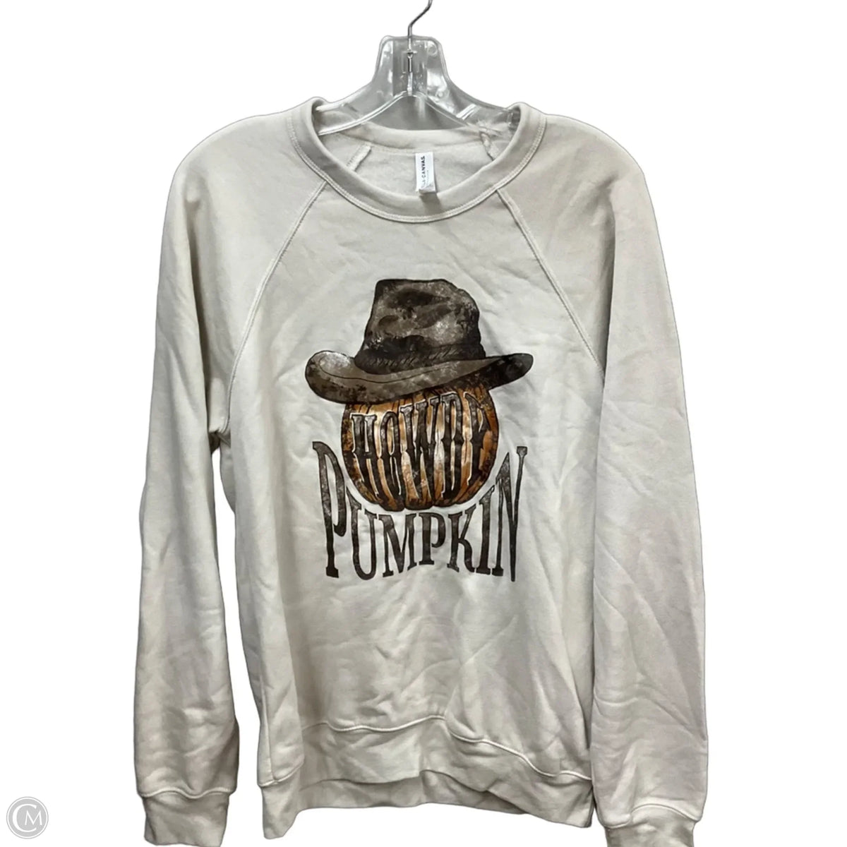 Top Long Sleeve By Bella + Canvas In Beige, Size: M