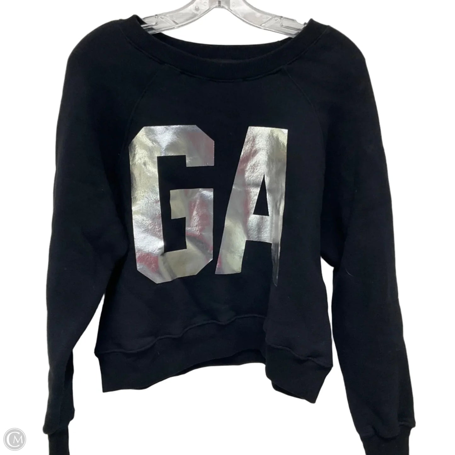 Sweatshirt Crewneck By Good American In Black & Silver, Size: M