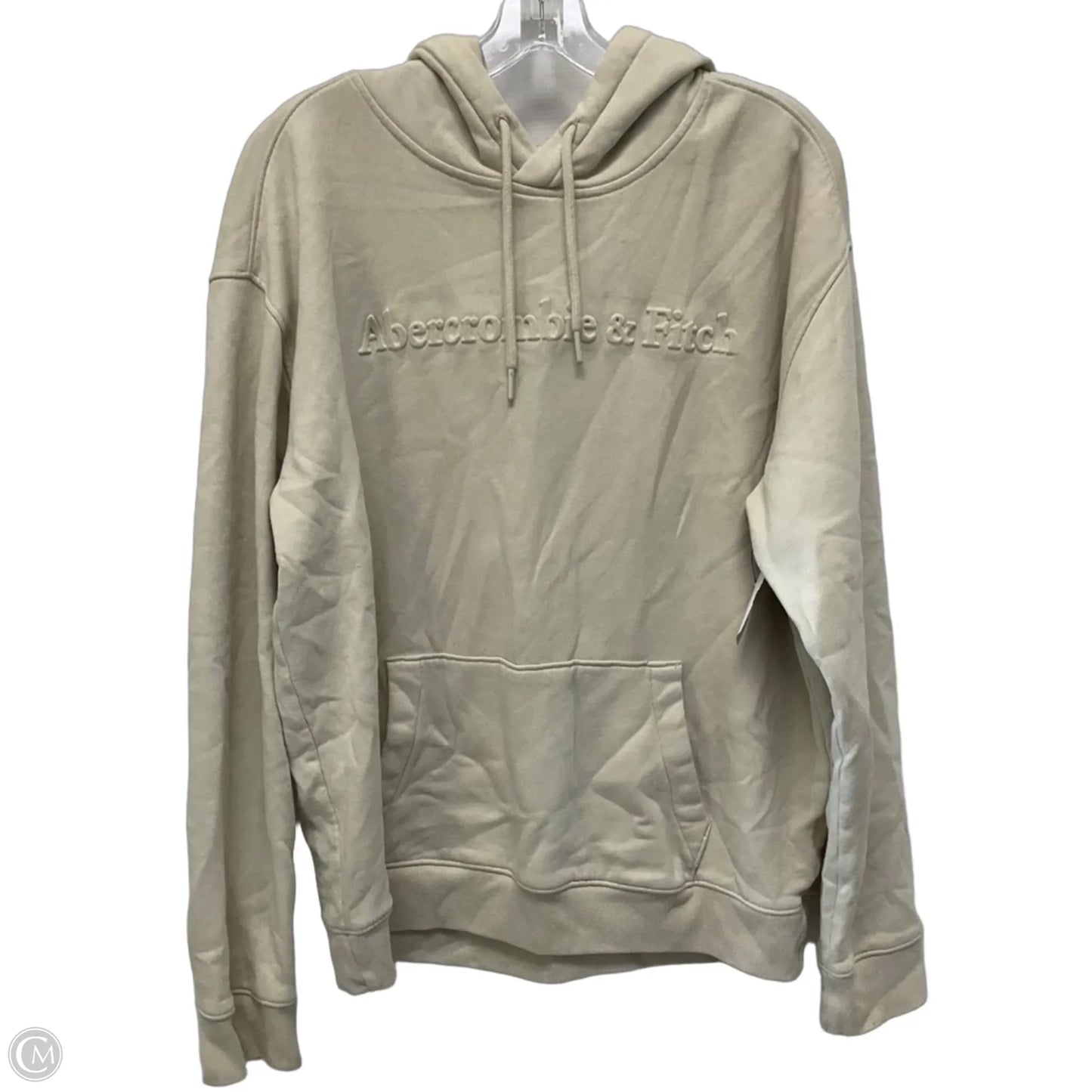 Sweatshirt Hoodie By Abercrombie And Fitch In Cream, Size: L