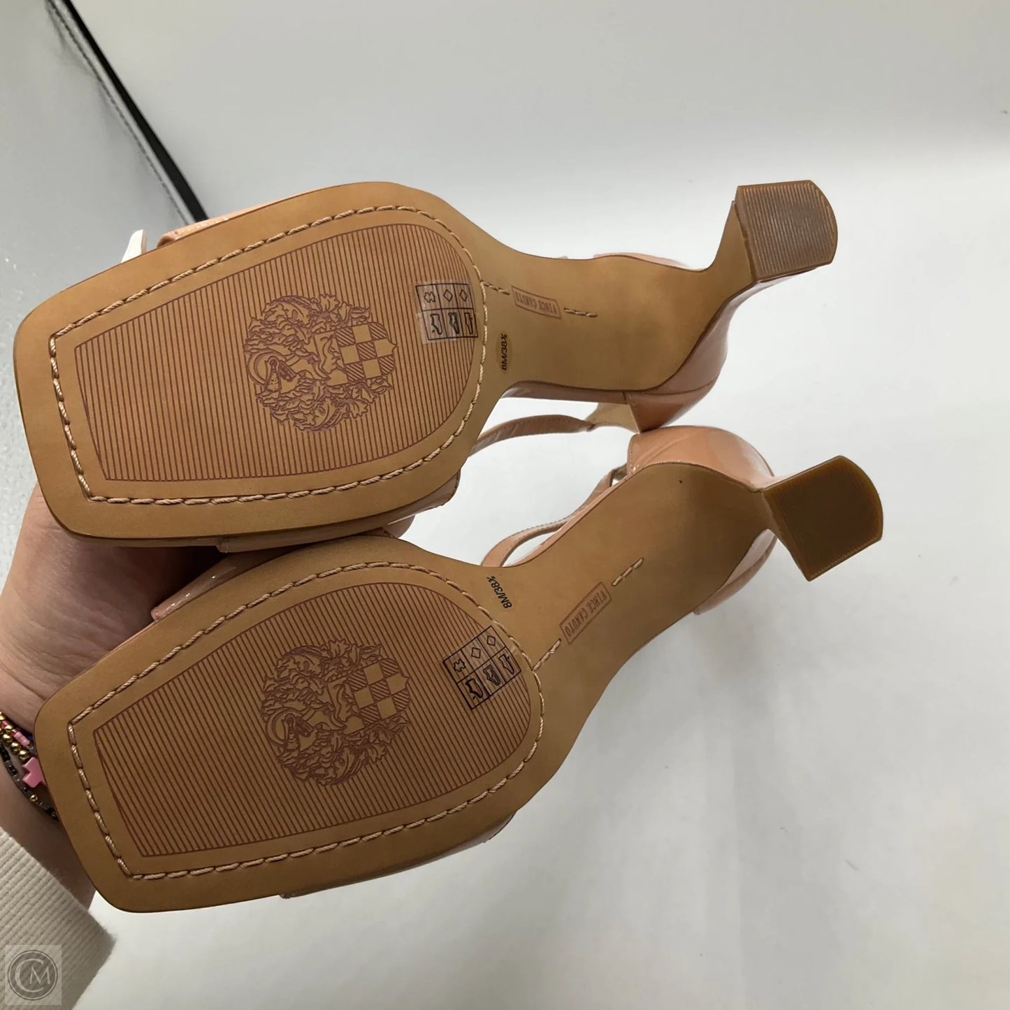 Sandals Heels Stiletto By Vince Camuto In Tan, Size: 8