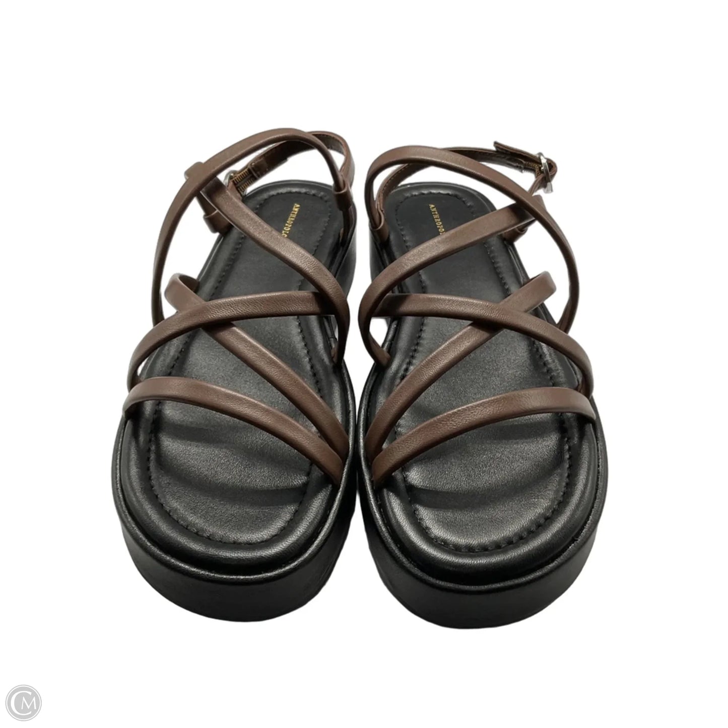 Sandals Flats By Anthropologie In Black & Brown, Size: 9