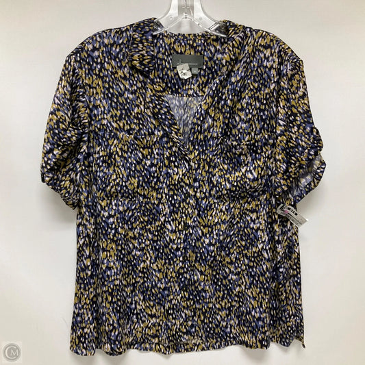 Top Short Sleeve By Anthropologie In Blue & Tan, Size: M