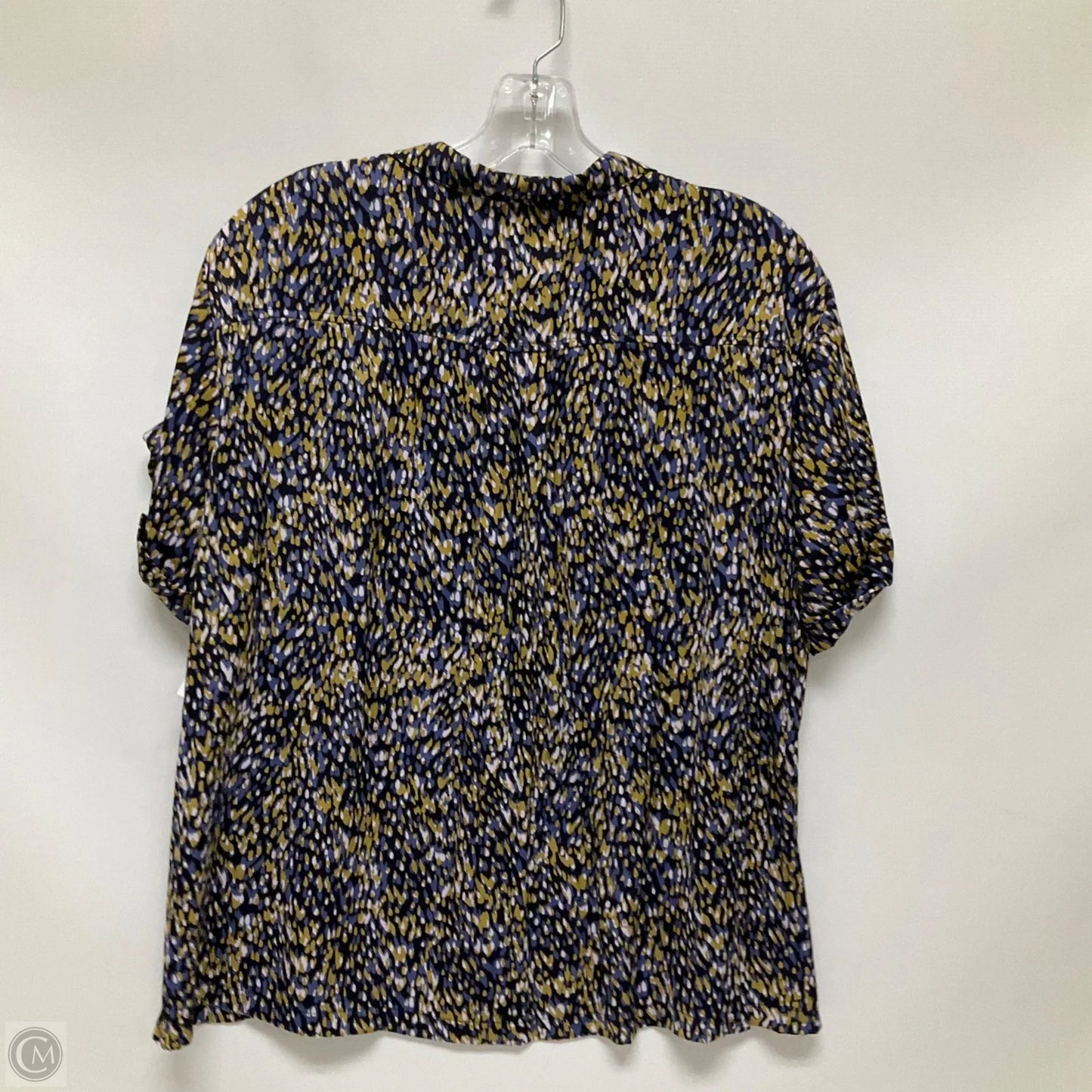 Top Short Sleeve By Anthropologie In Blue & Tan, Size: M
