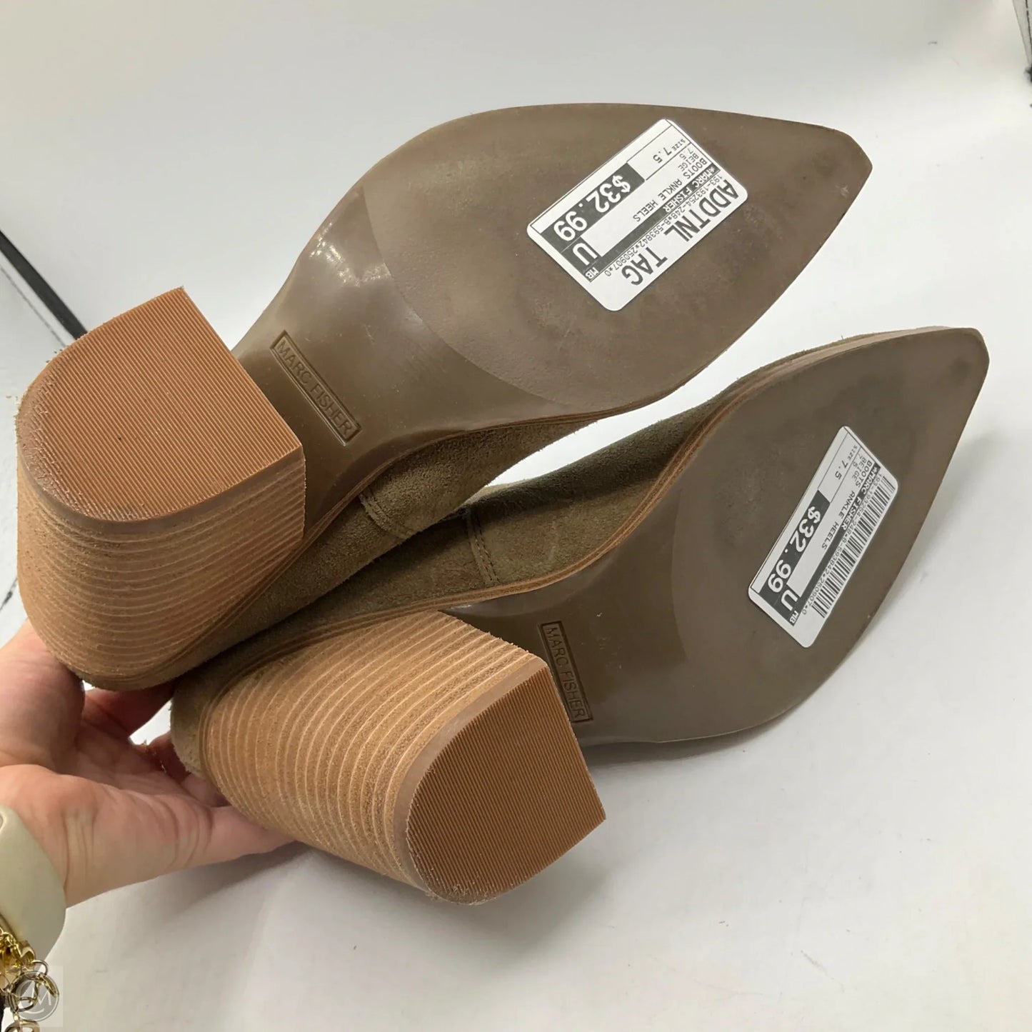 Boots Ankle Heels By Marc Fisher In Beige, Size: 7.5