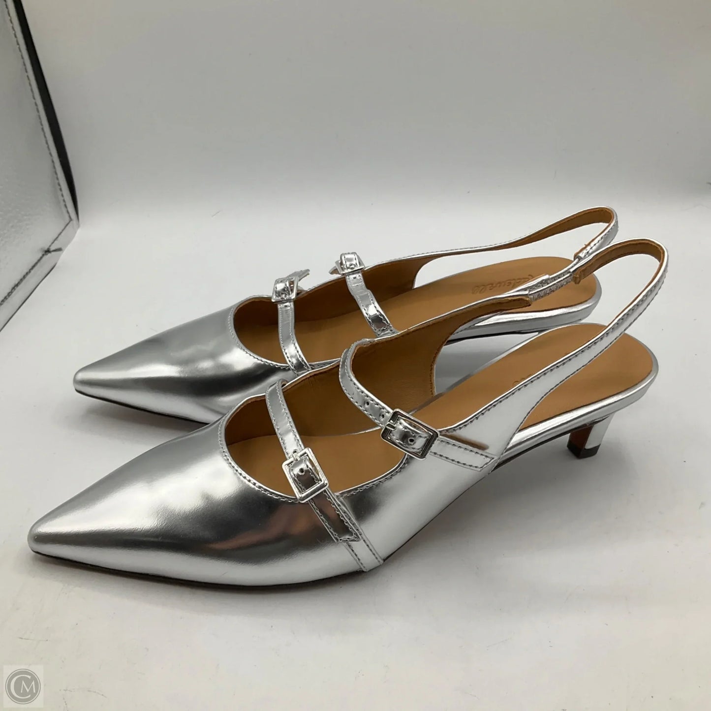 Shoes Heels Kitten By Madewell In Silver, Size: 7