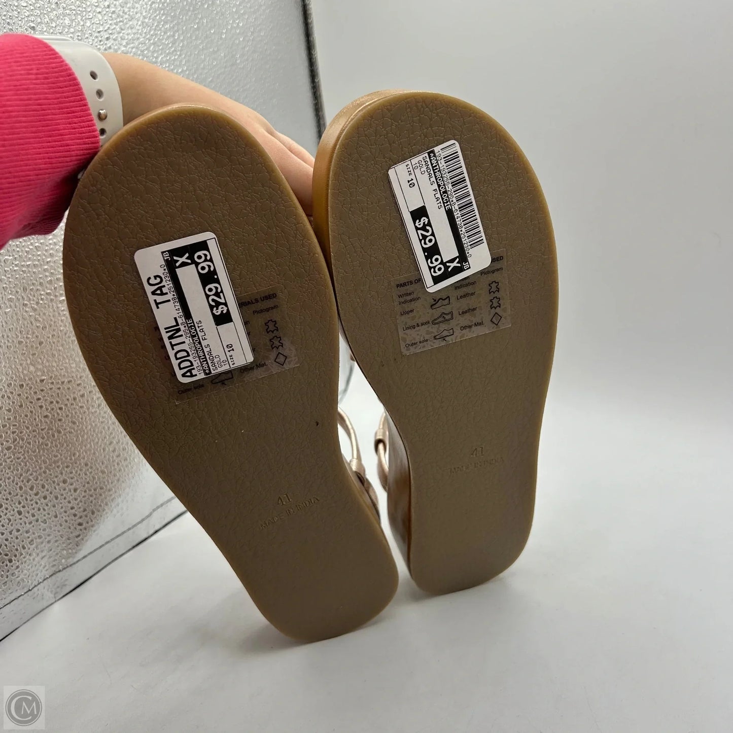 Sandals Flats By Anthropologie In Gold, Size: 10