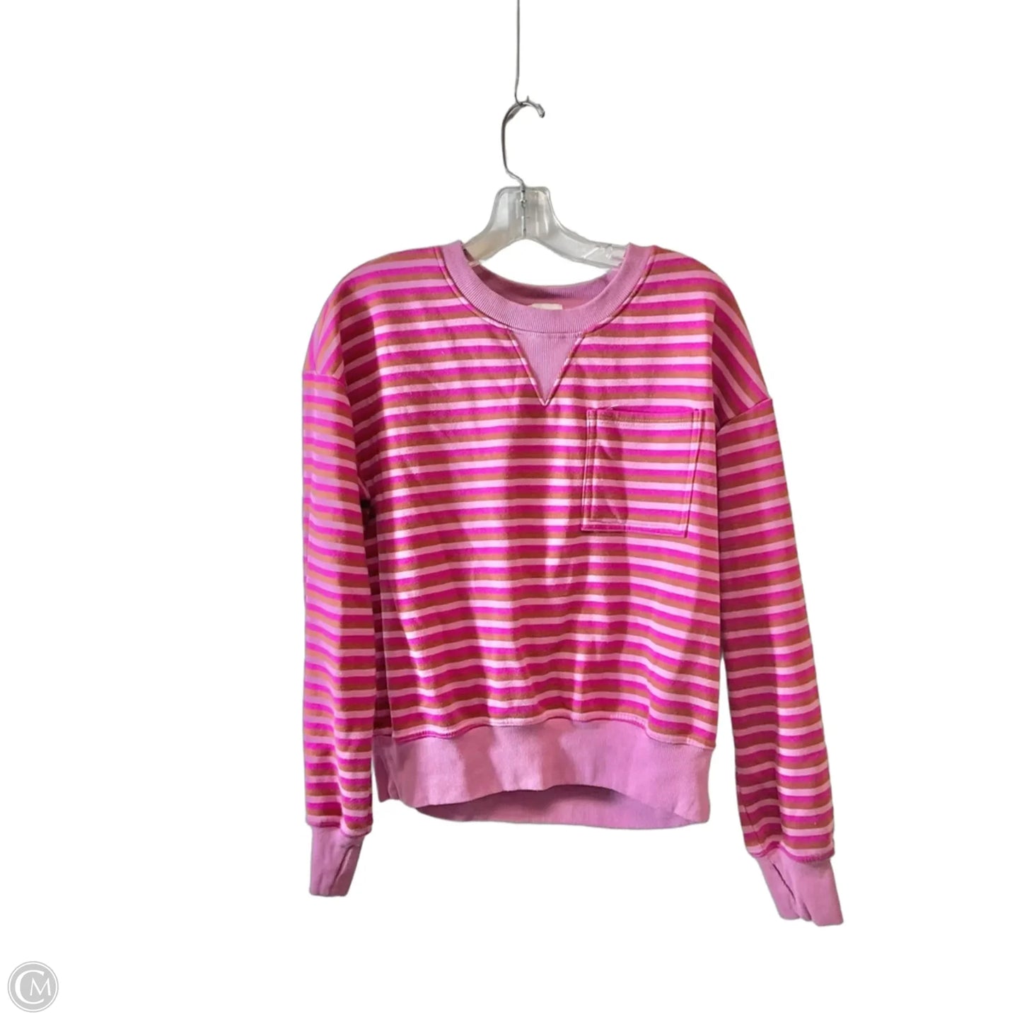 Top Long Sleeve By Evereve In Striped Pattern, Size: M