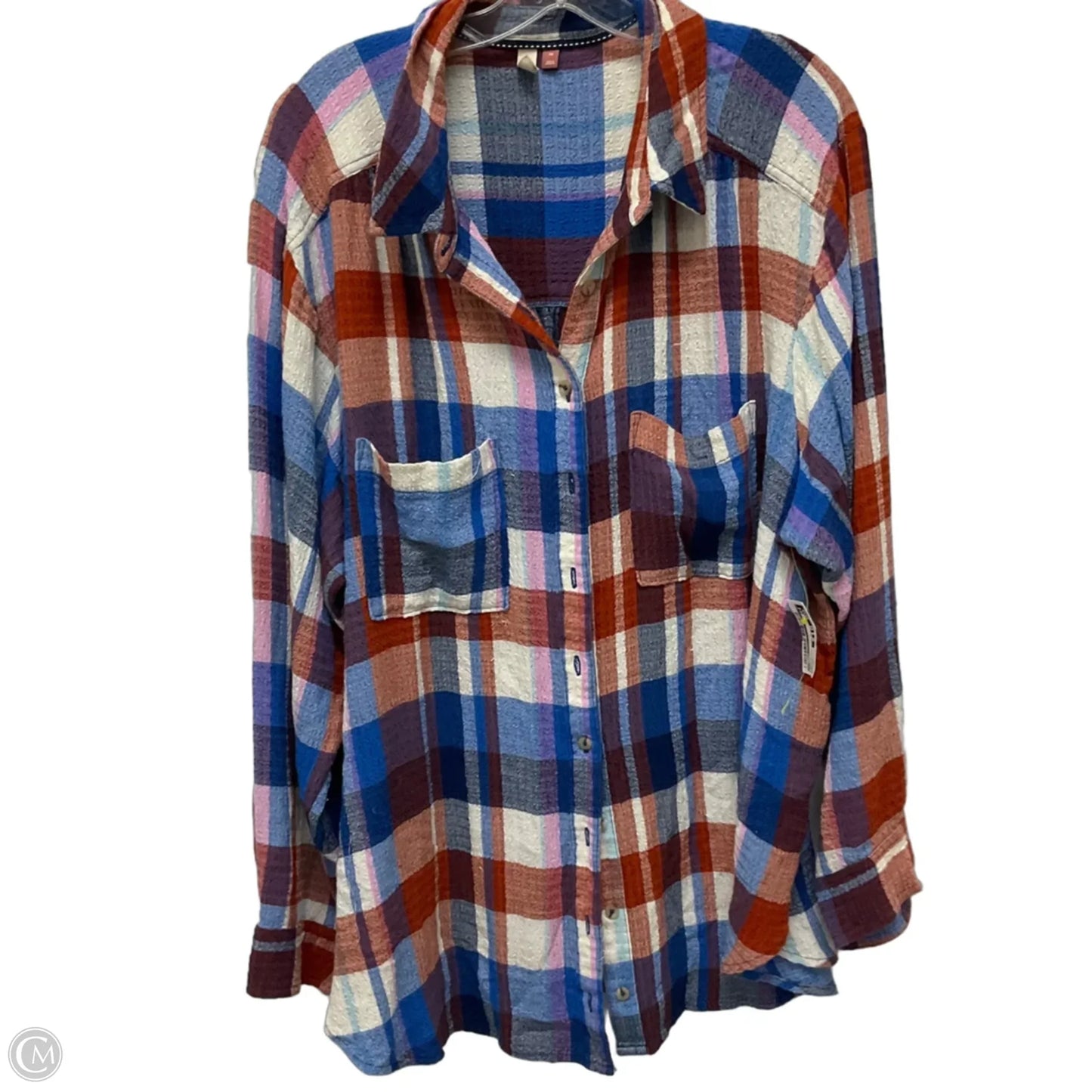 Top Long Sleeve By Pilcro In Blue & Red & White, Size: 2x