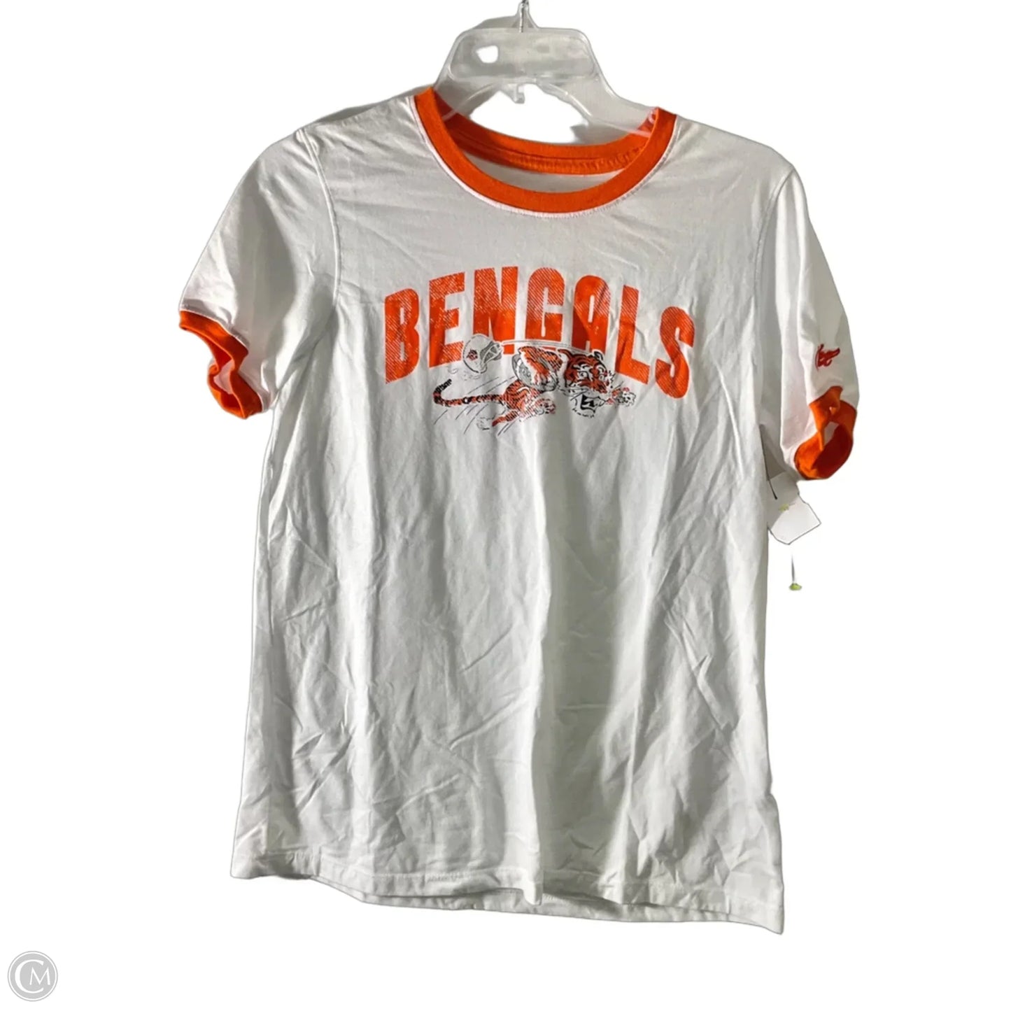 Top Short Sleeve By Nike Apparel In Orange & White, Size: M