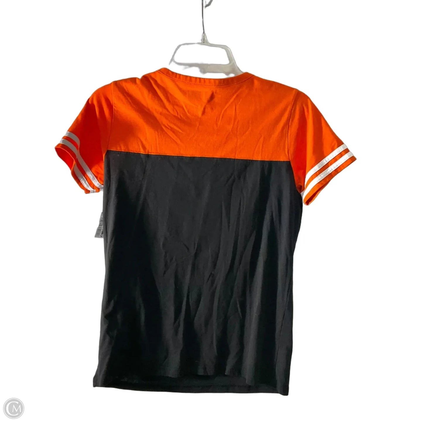 Athletic Top Short Sleeve By Nfl In Black & Orange, Size: M