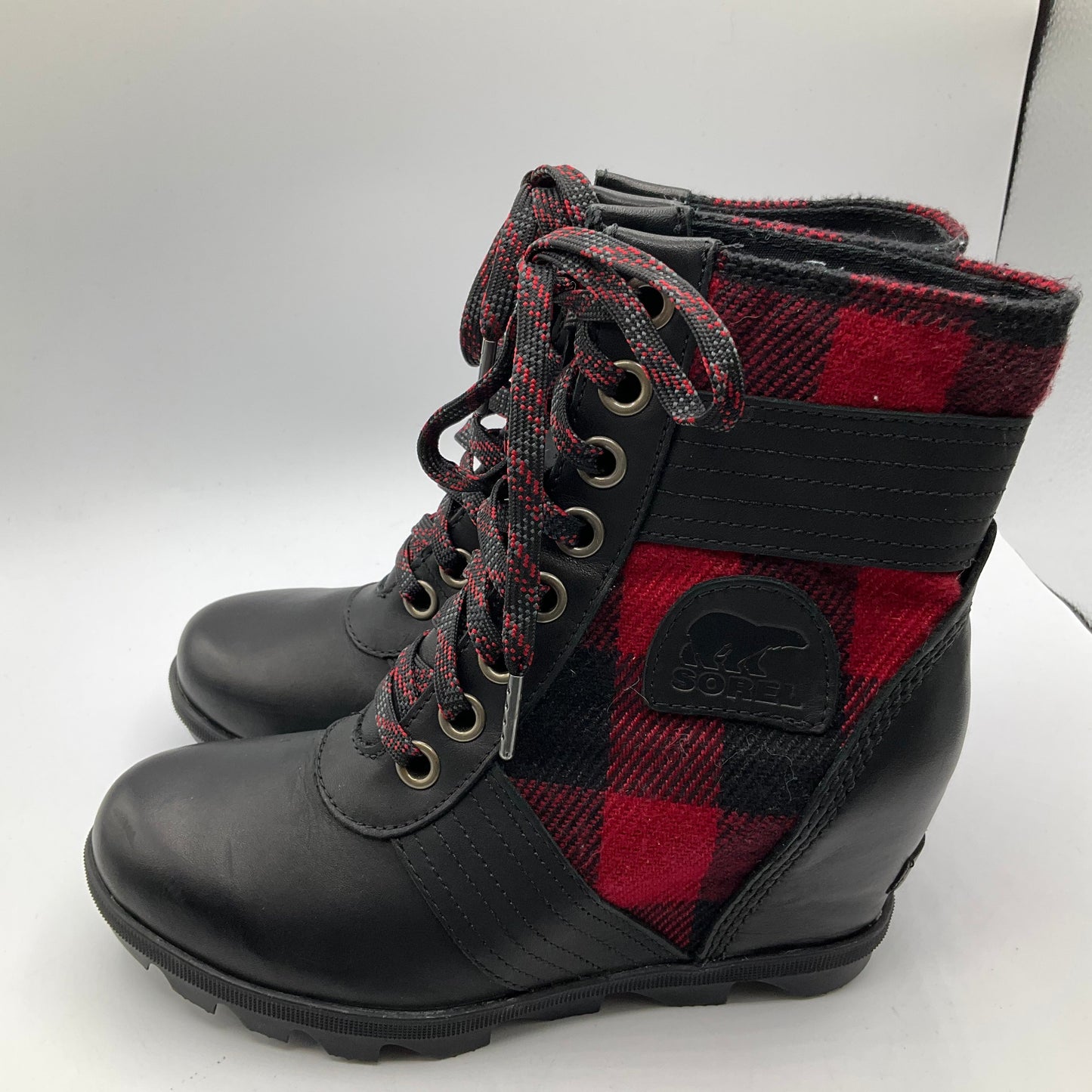 Boots Ankle Heels By Sorel In Plaid, Size: 6.5