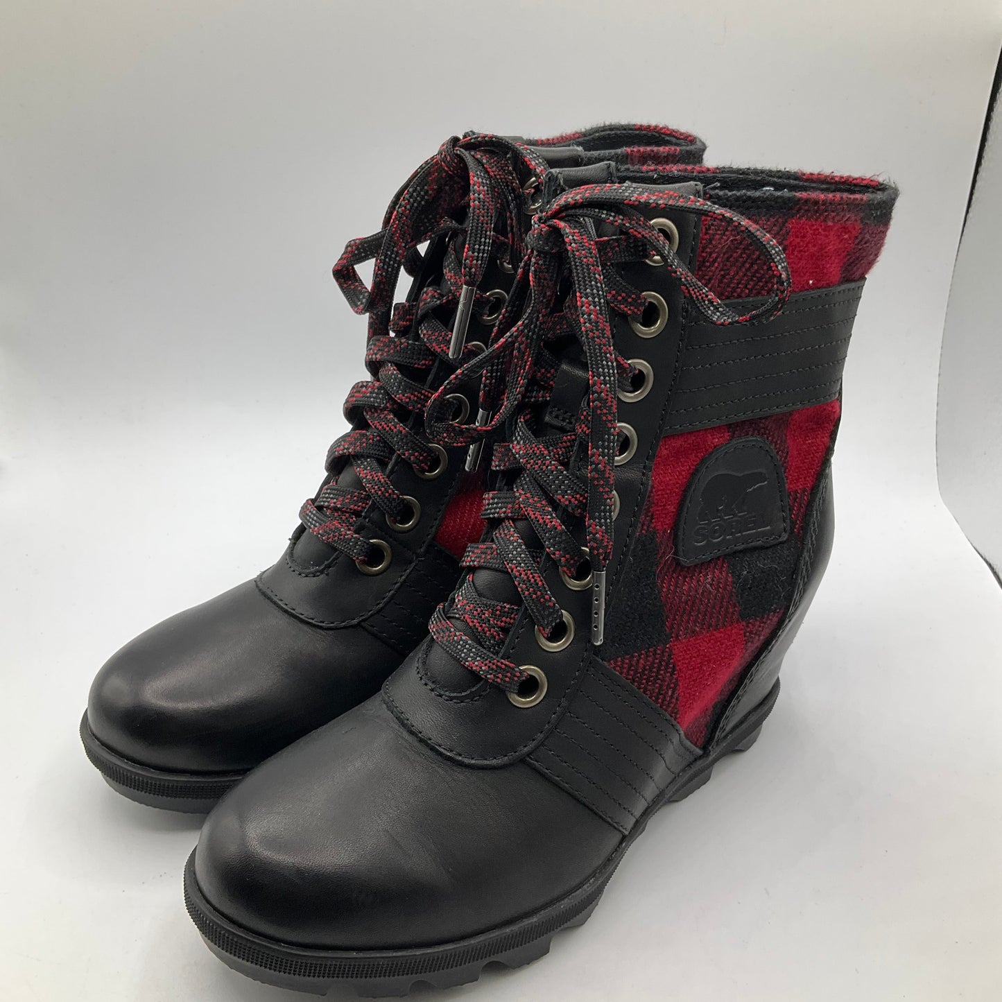 Boots Ankle Heels By Sorel In Plaid, Size: 6.5