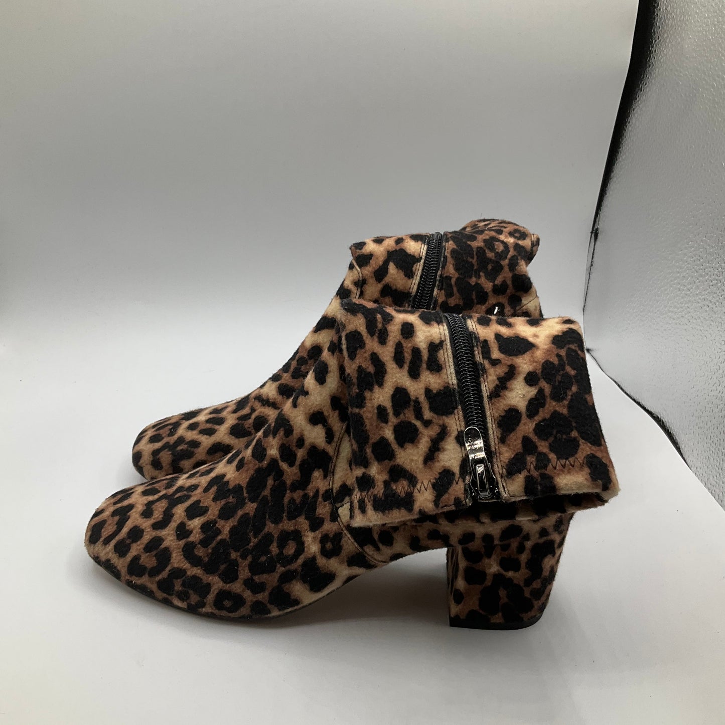 Animal Print Boots Ankle Heels Cmb, Size 8