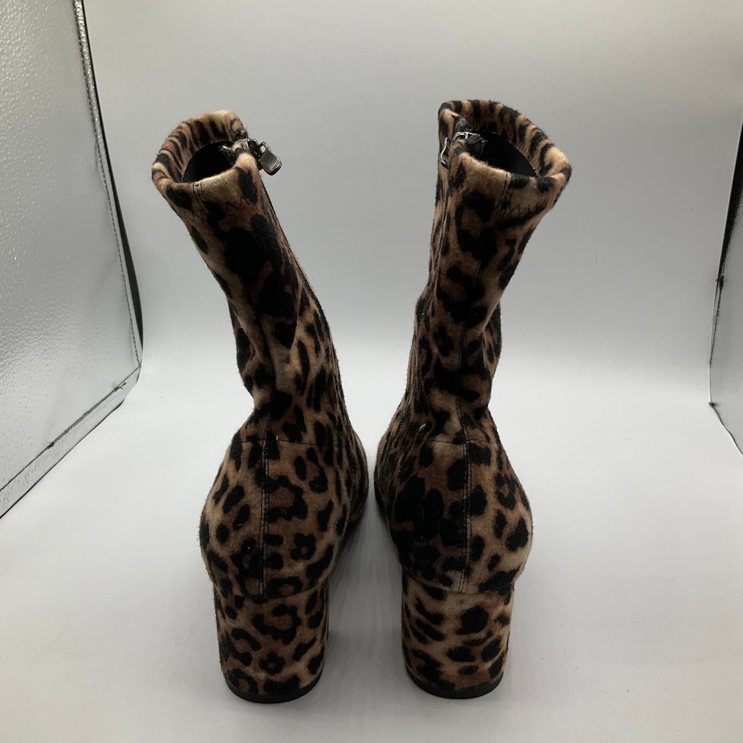 Animal Print Boots Ankle Heels Cmb, Size 8