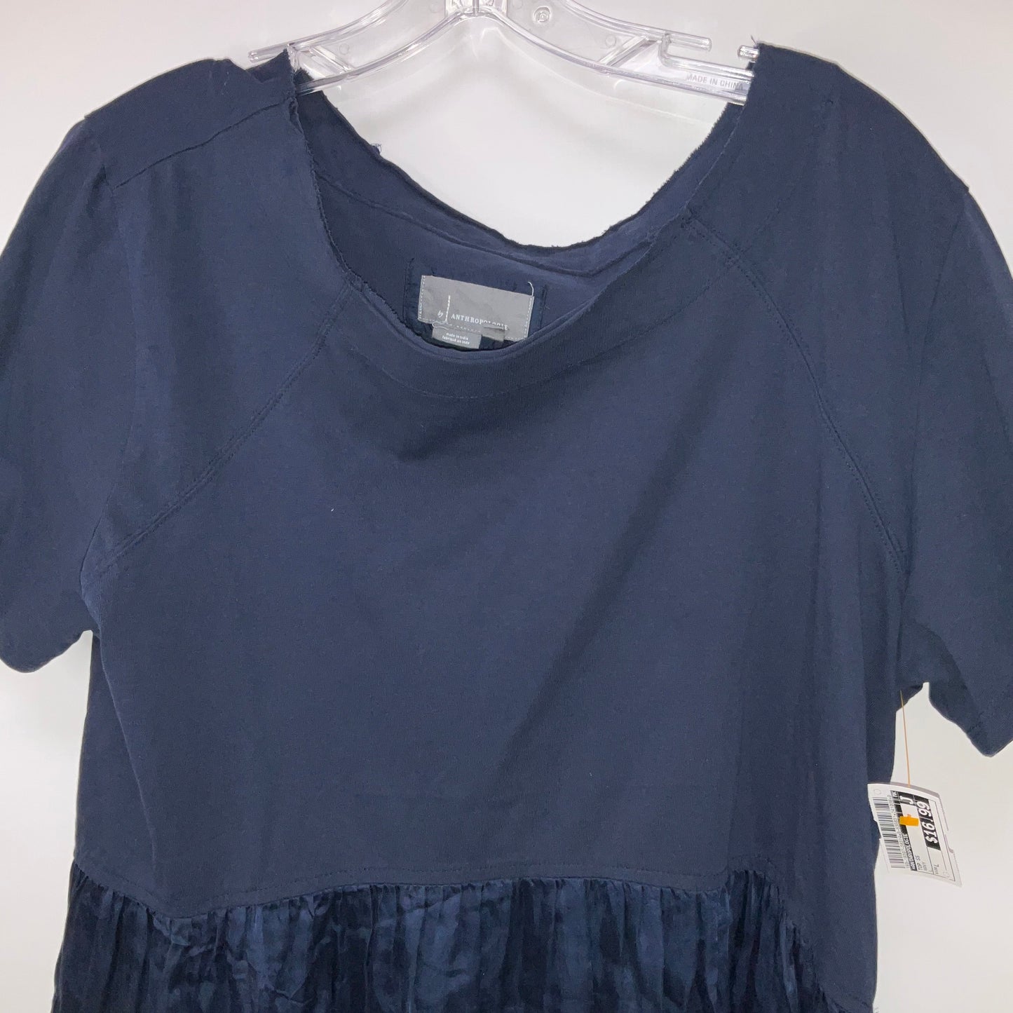 Top Short Sleeve By Anthropologie In Navy, Size: L