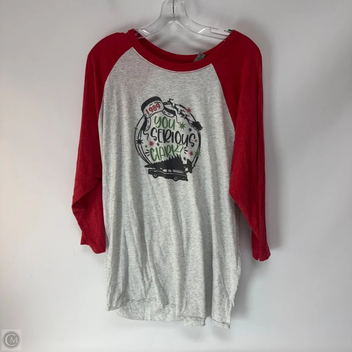 Top 3/4 Sleeve By Next Level In Grey & Red, Size: Xxl