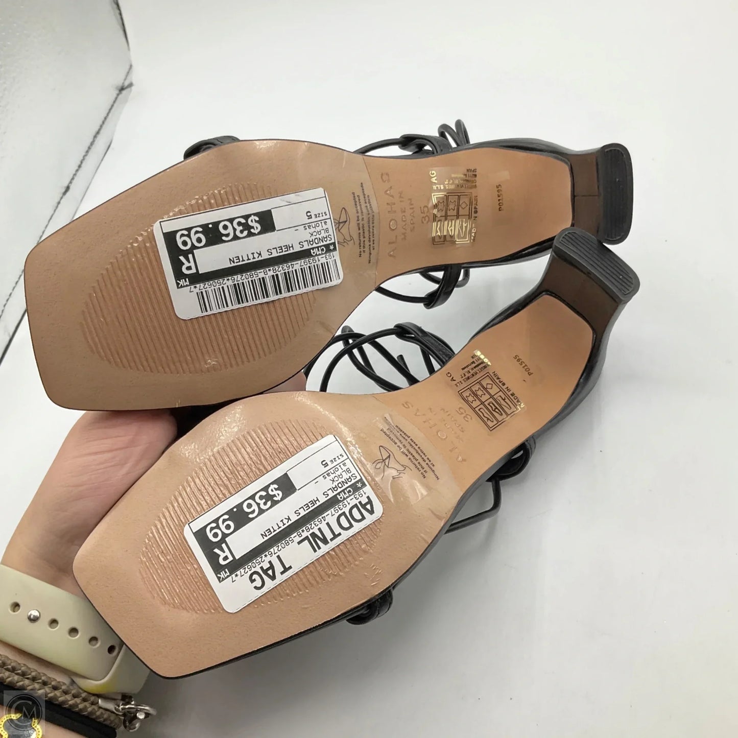 Sandals Heels Kitten By Cma In Black, Size: 5