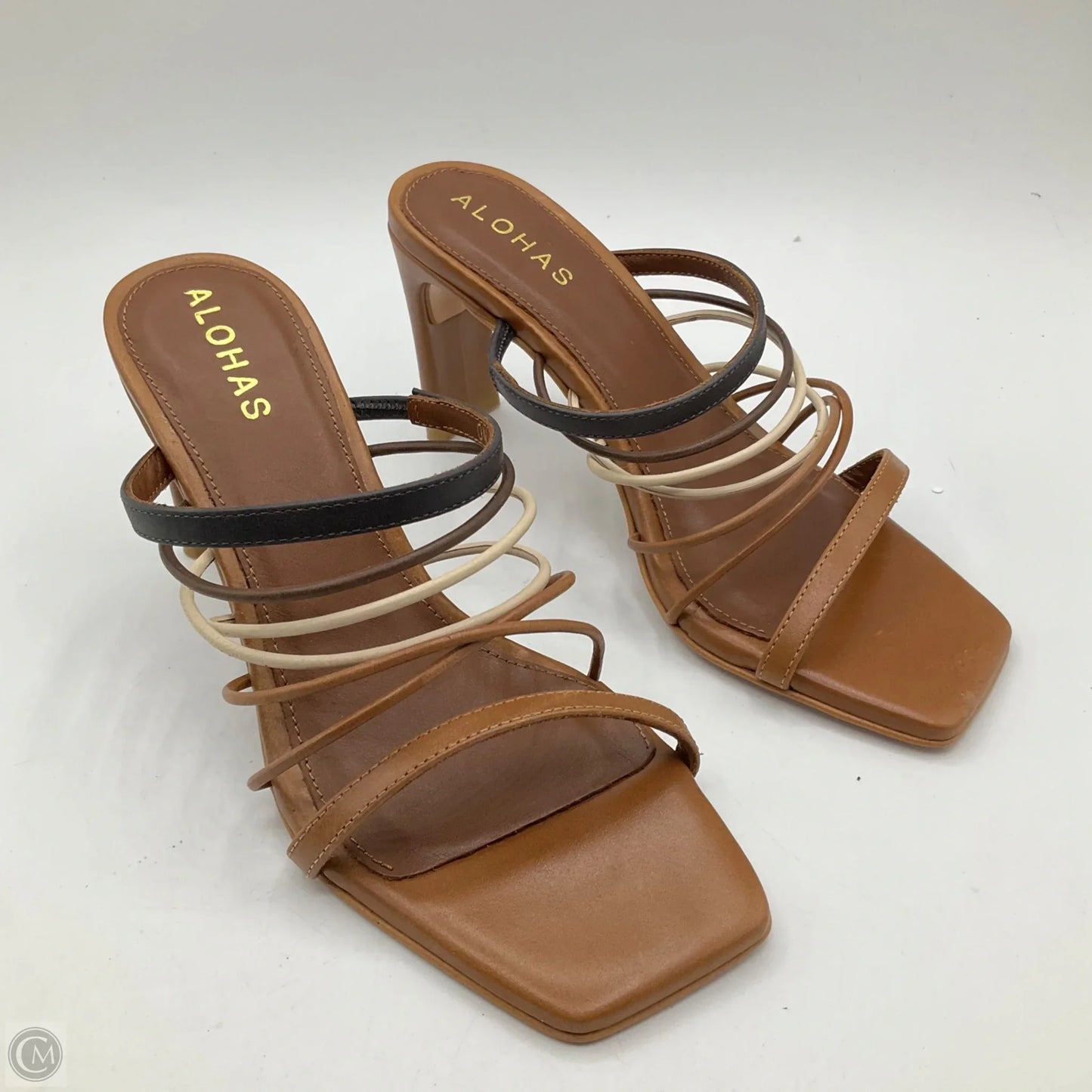 Sandals Heels Kitten By Cma In Tan, Size: 5