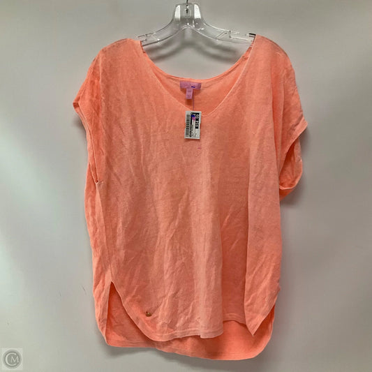 Top Short Sleeve Designer By Lilly Pulitzer In Coral, Size: S