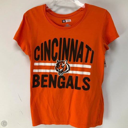 Athletic Top Short Sleeve By Nfl In Orange, Size: L