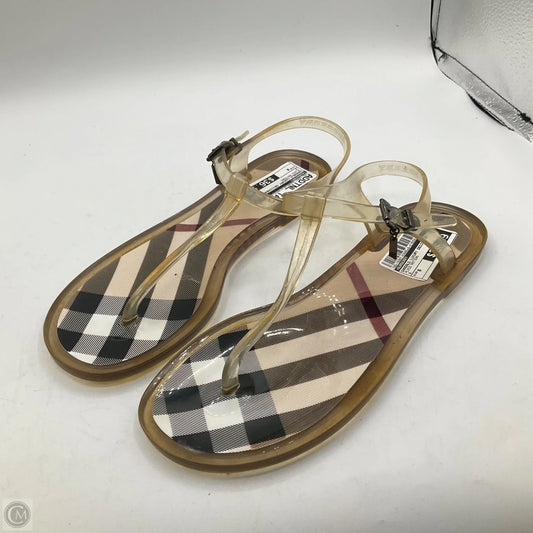 Sandals Luxury Designer By Burberry In Plaid Pattern, Size: 8