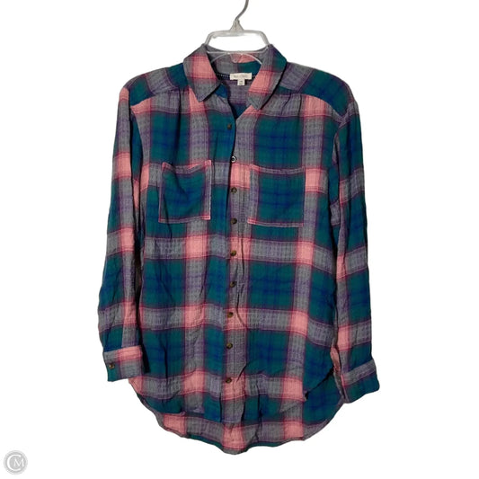 Top Long Sleeve By Pilcro In Plaid Pattern, Size: Xxs