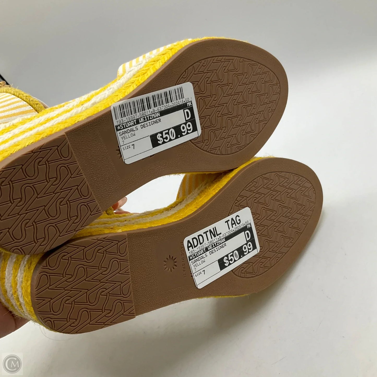 Sandals Designer By Stuart Weitzman In Yellow, Size: 7
