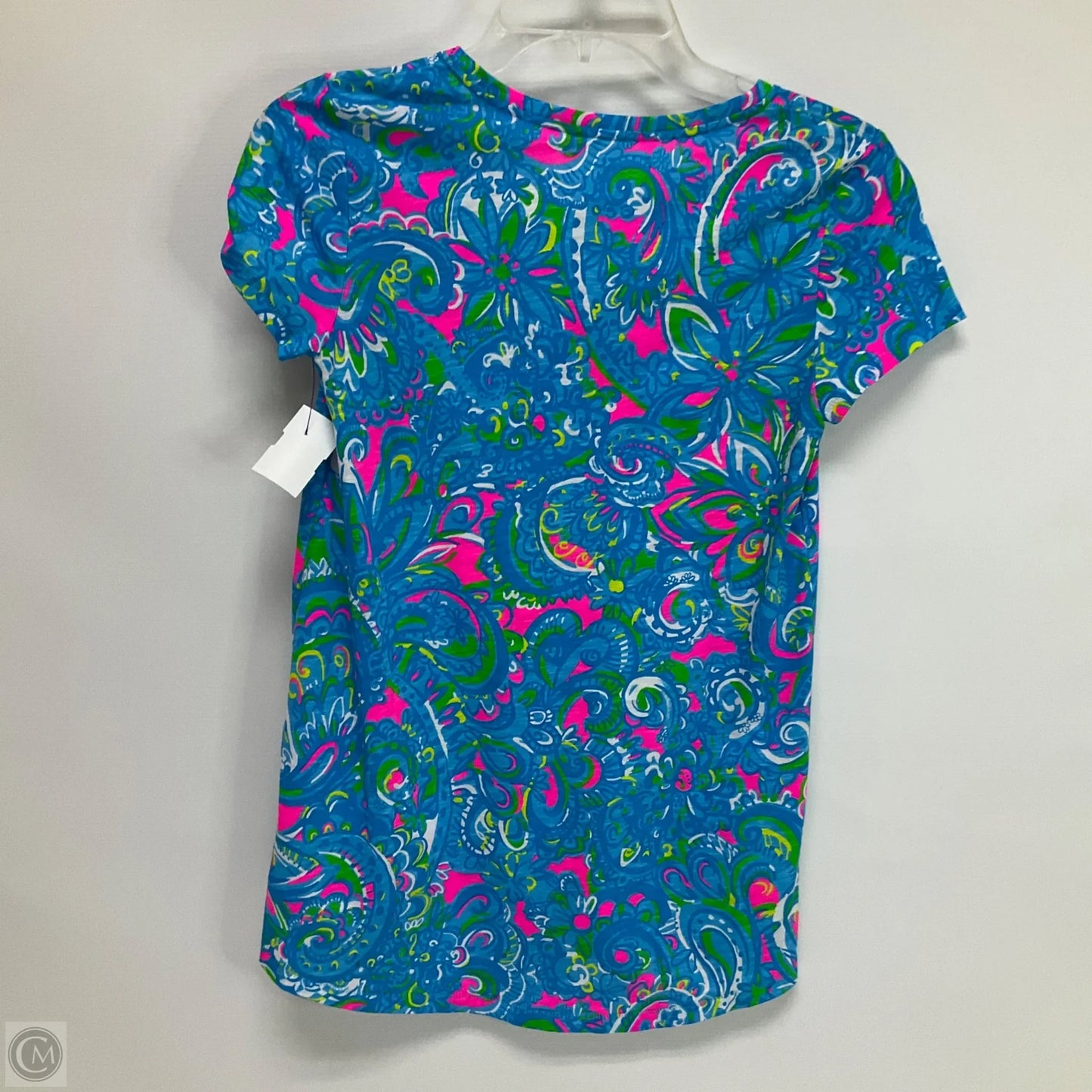 Top Short Sleeve Designer By Lilly Pulitzer In Blue & Pink, Size: Xxs