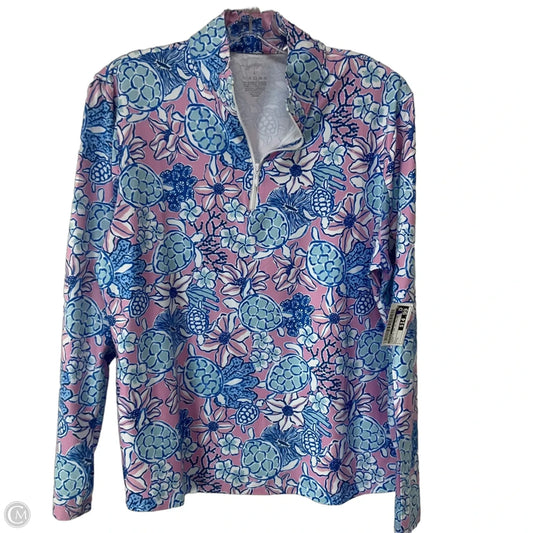 Athletic Top Long Sleeve Collar By Gottex In Multi-colored, Size: L