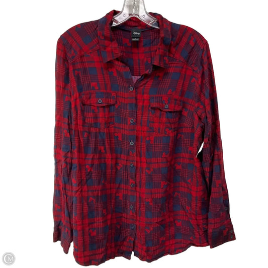 Top Long Sleeve By Disney In Blue & Red, Size: Xl