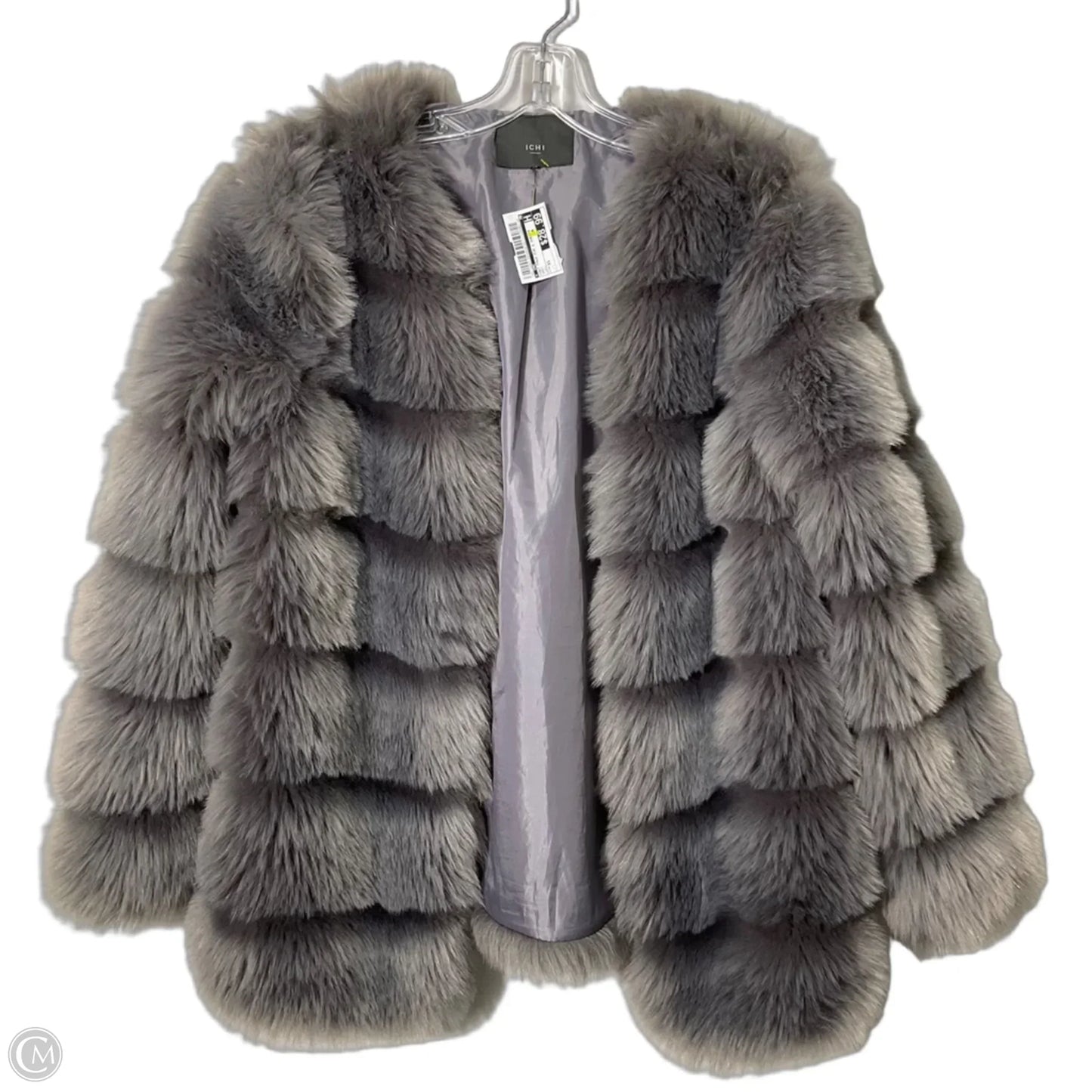 Coat Faux Fur & Sherpa By ICHI In Grey, Size: Xs