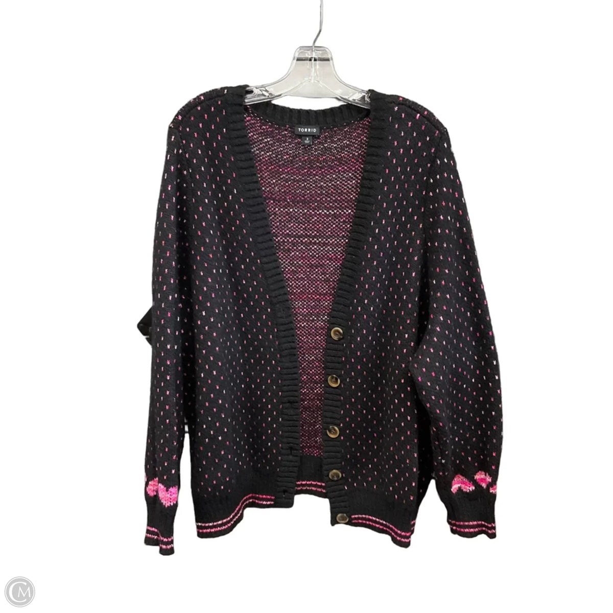 Cardigan By Torrid In Black & Pink, Size: 3x