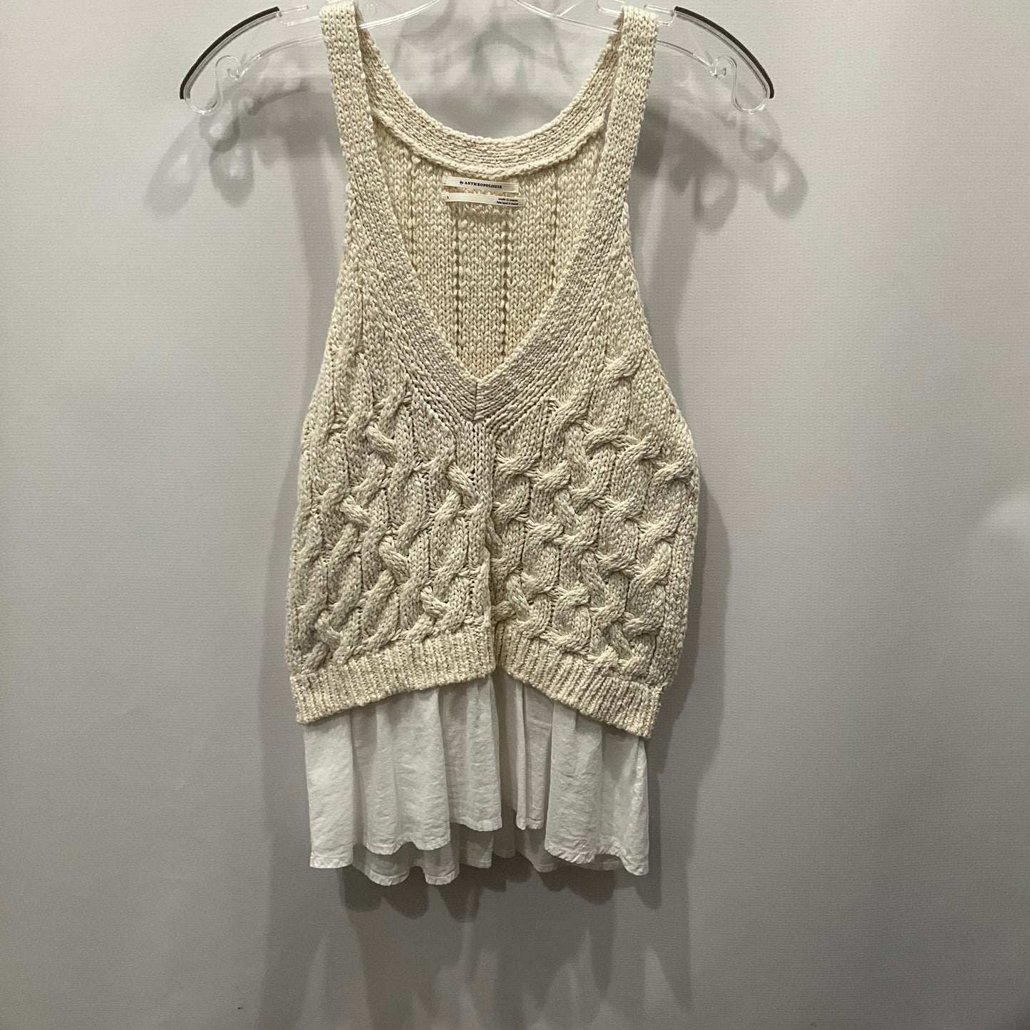 Top Sleeveless By Anthropologie In Cream, Size: L