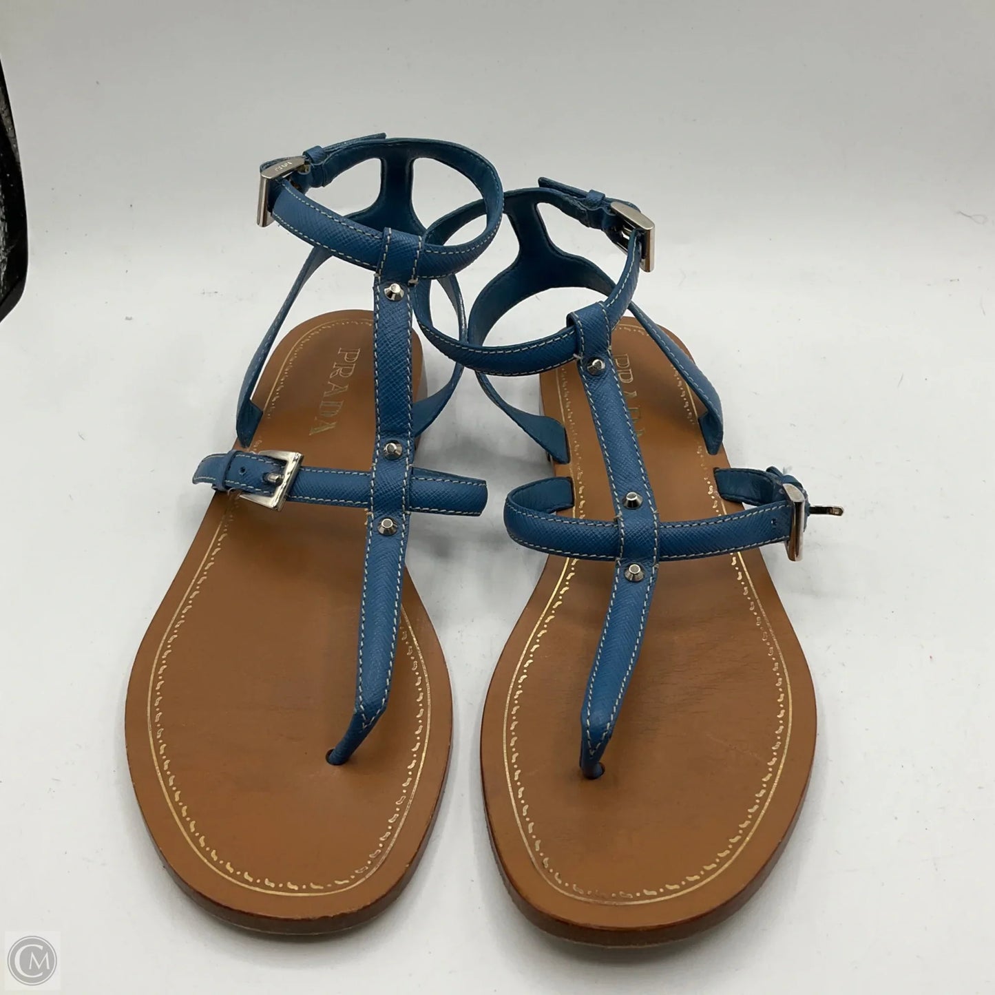 Sandals Flip Flops By Prada In Blue, Size: 8