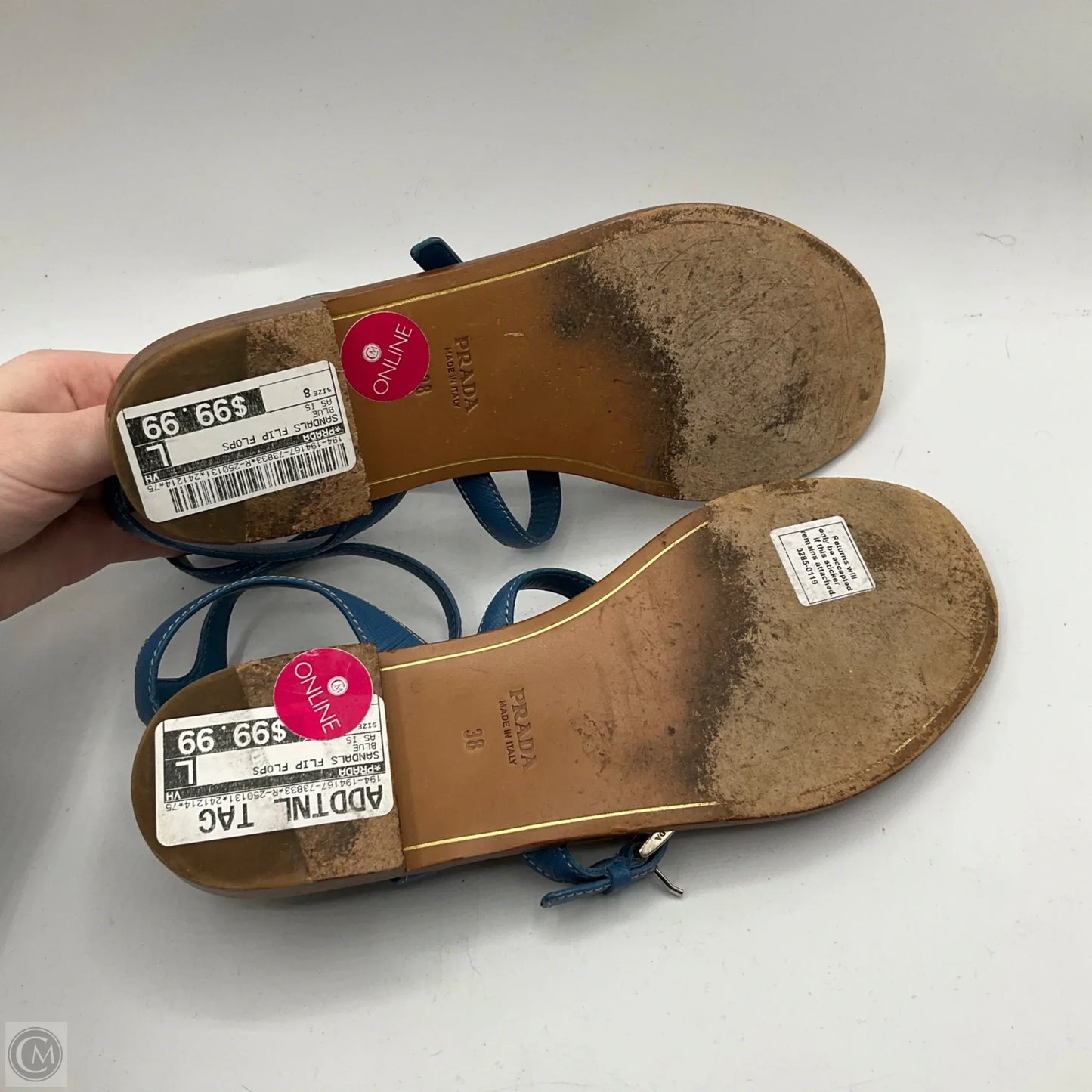 Sandals Flip Flops By Prada In Blue, Size: 8