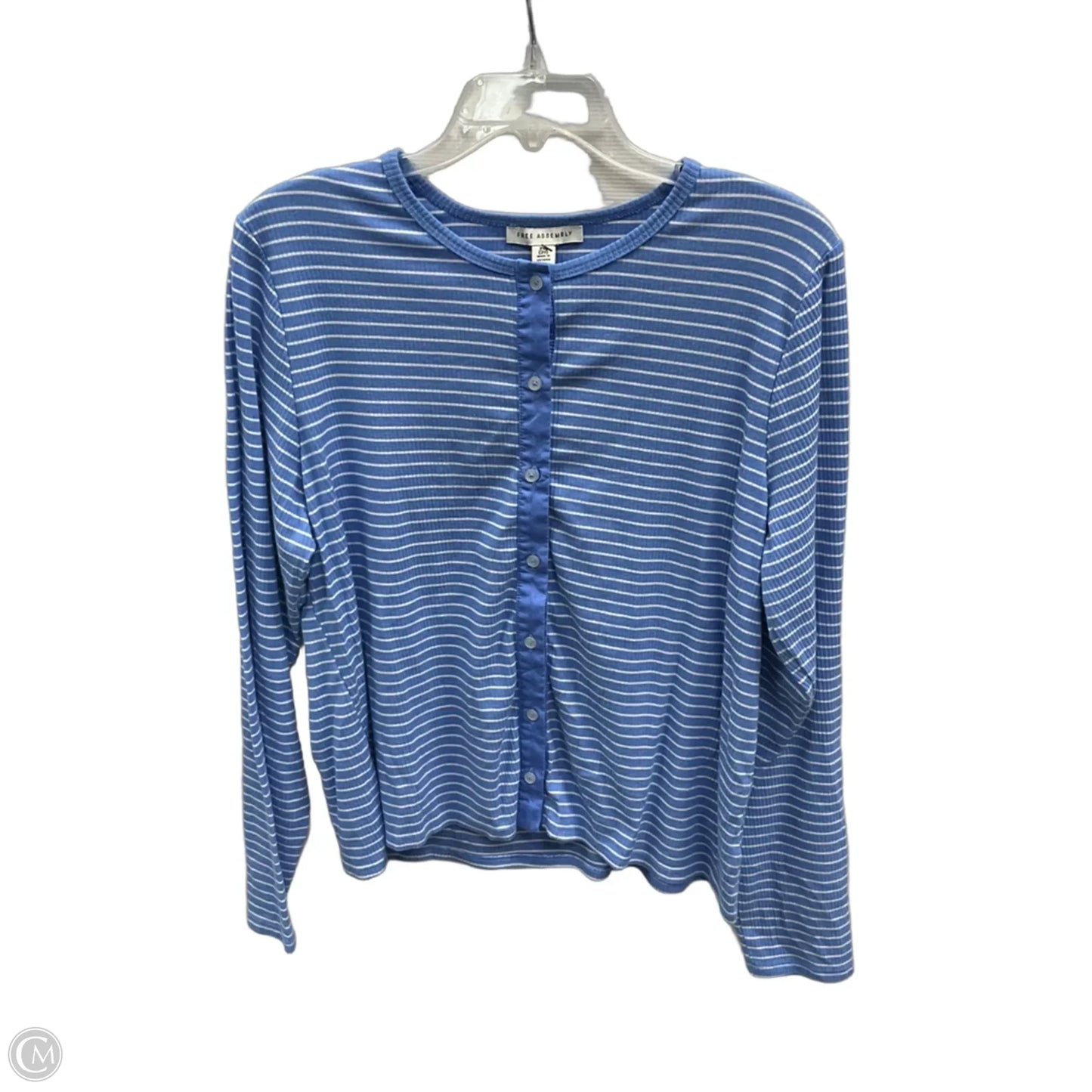 Top Long Sleeve By Free Assembly In Blue, Size: Xxl